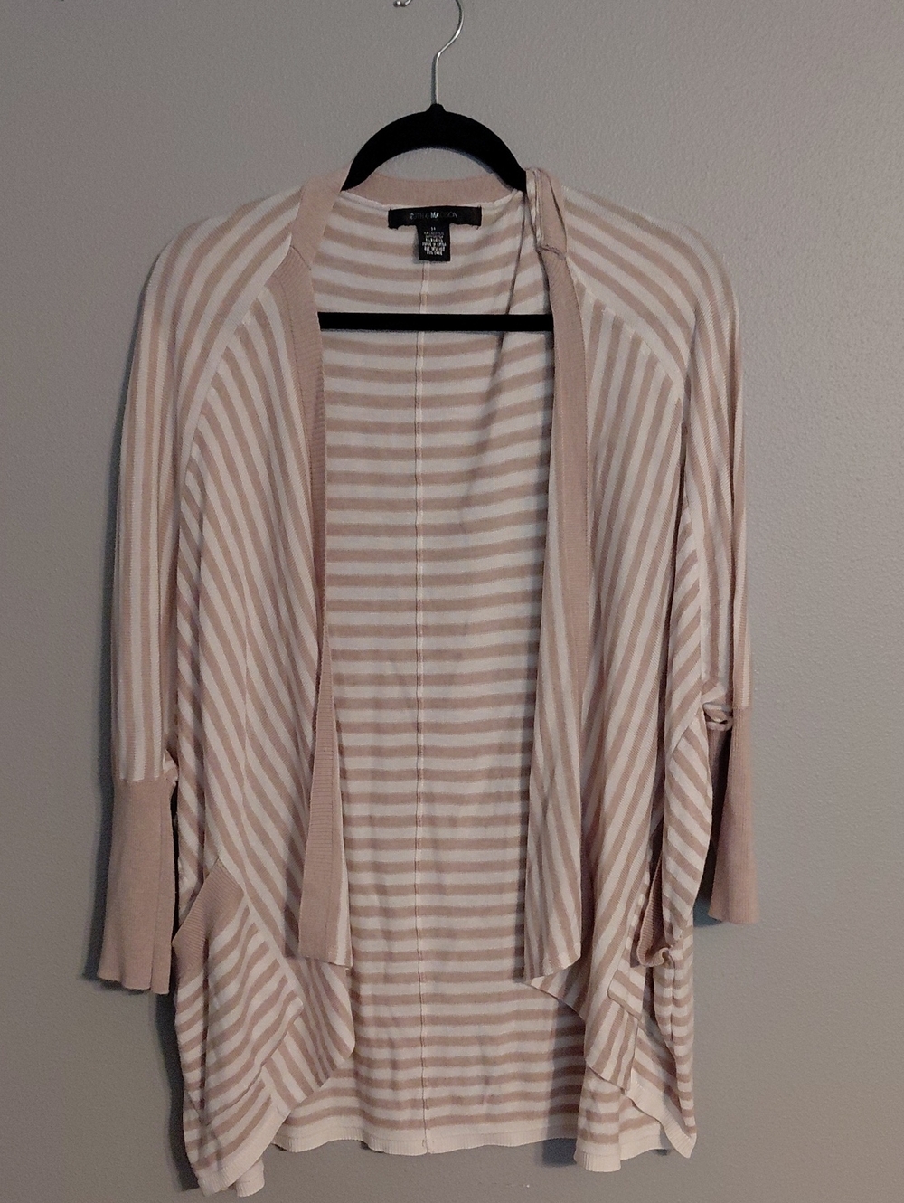 89th & Madison Cream & Blush Striped Open-Front Cardigan